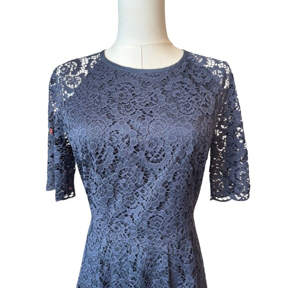 2/$30 Madewell Navy Lace Dress Size 4 Silk Trim & Polyester Lining - Picture 5 of 15